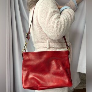 Italian Red Leather Shoulder Bag